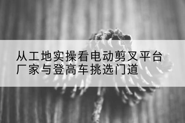 柳城电动剪叉升降平台厂家-从工地实操看电动剪叉平台厂家与登高车挑选门道